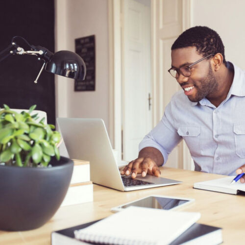 working from home with plants